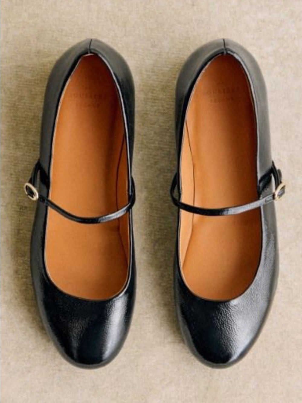 Sezane Black Patent Melanie Low Ballerinas
